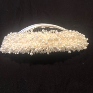 Beaded wedding head piece with 32 in ivory veil